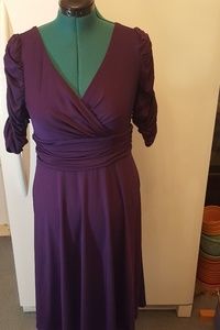 Every pretty deep purple ruched sleeve dress